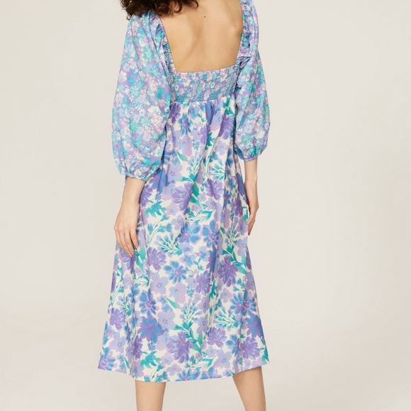 EUC Louna Blue Floral Midi Dress - Picture 2 of 9